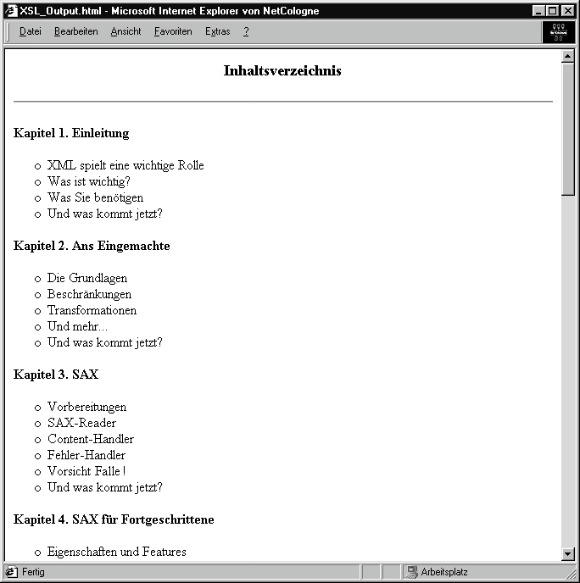 Ergebnis der XSL-Transformation