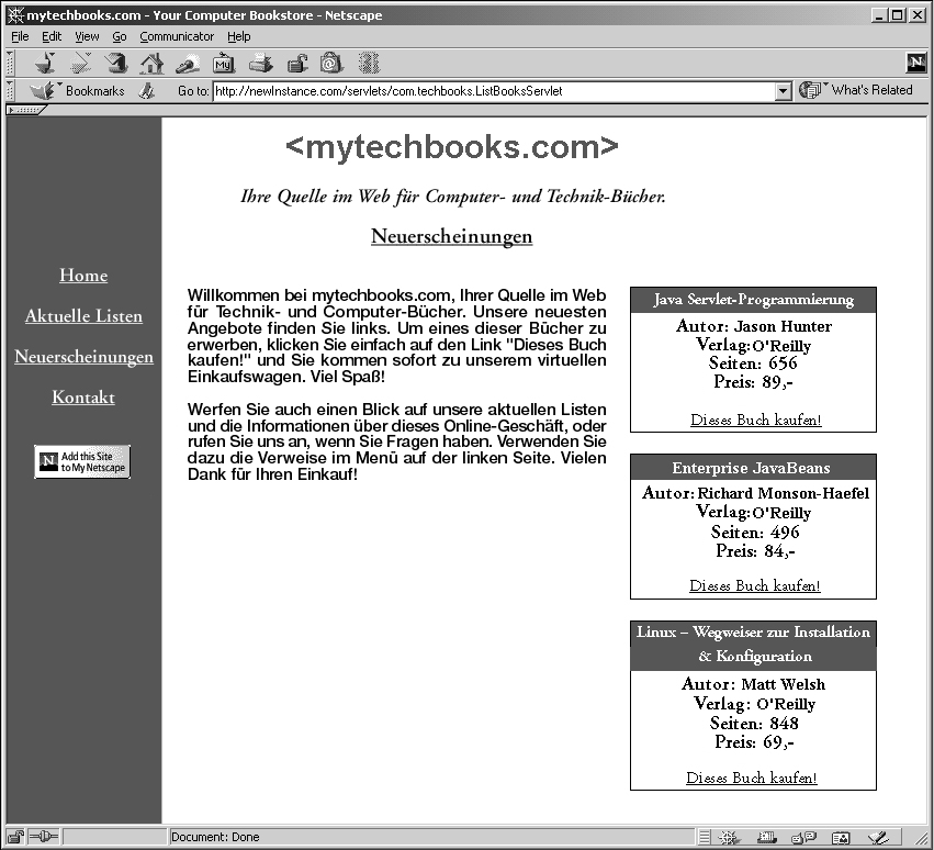 HTML-Ausgabe der neuen Bücherlisten von mytechbooks.com